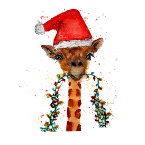 Santa Giraffe Greeting Card